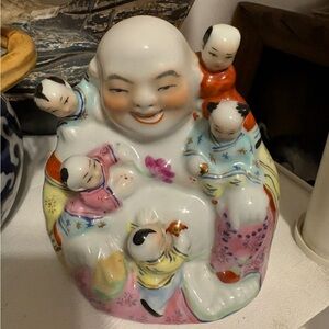 VintageColorful Ceramic Laughing Buddha Figurine